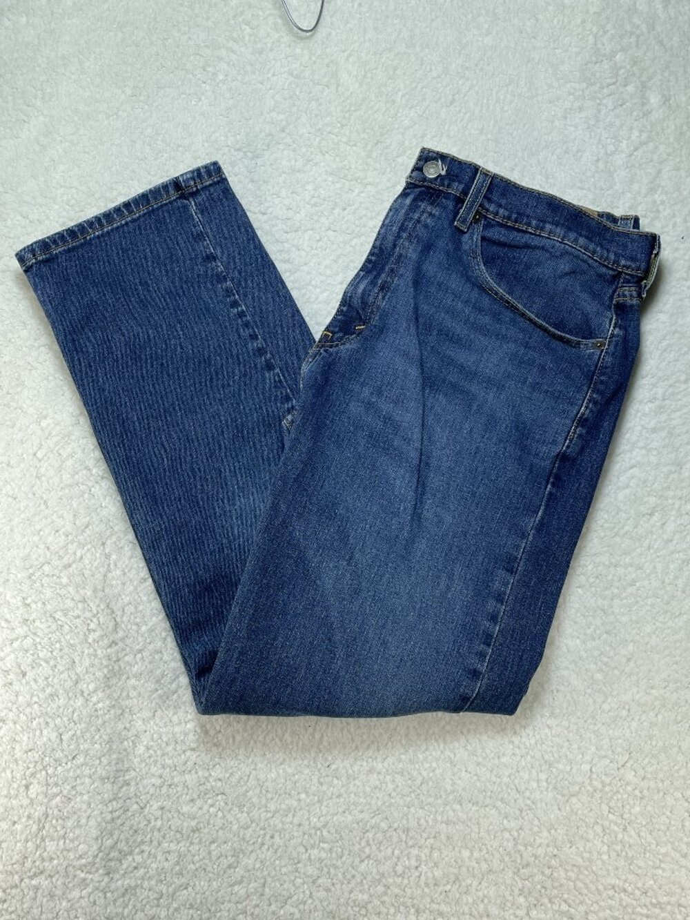 Levis Jeans Mens 34x30 Blue 505 Straight Leg Stonewash Mid Rise Denim